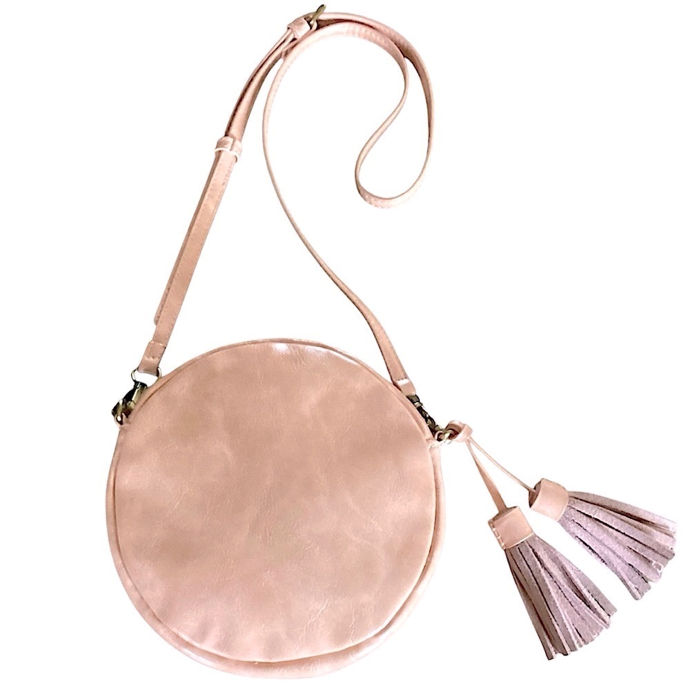 Anthropologie Small Leather Crossbody Bag with Tassels, like new condition